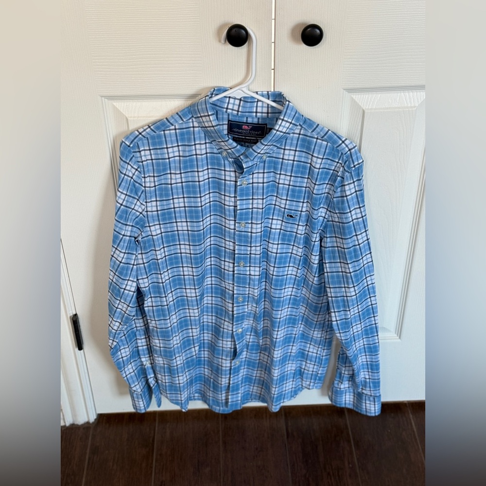 Vineyard Vines Wale Shirt Long Sleeve Plaid Gingham Button Up Shirt Men’s Medium